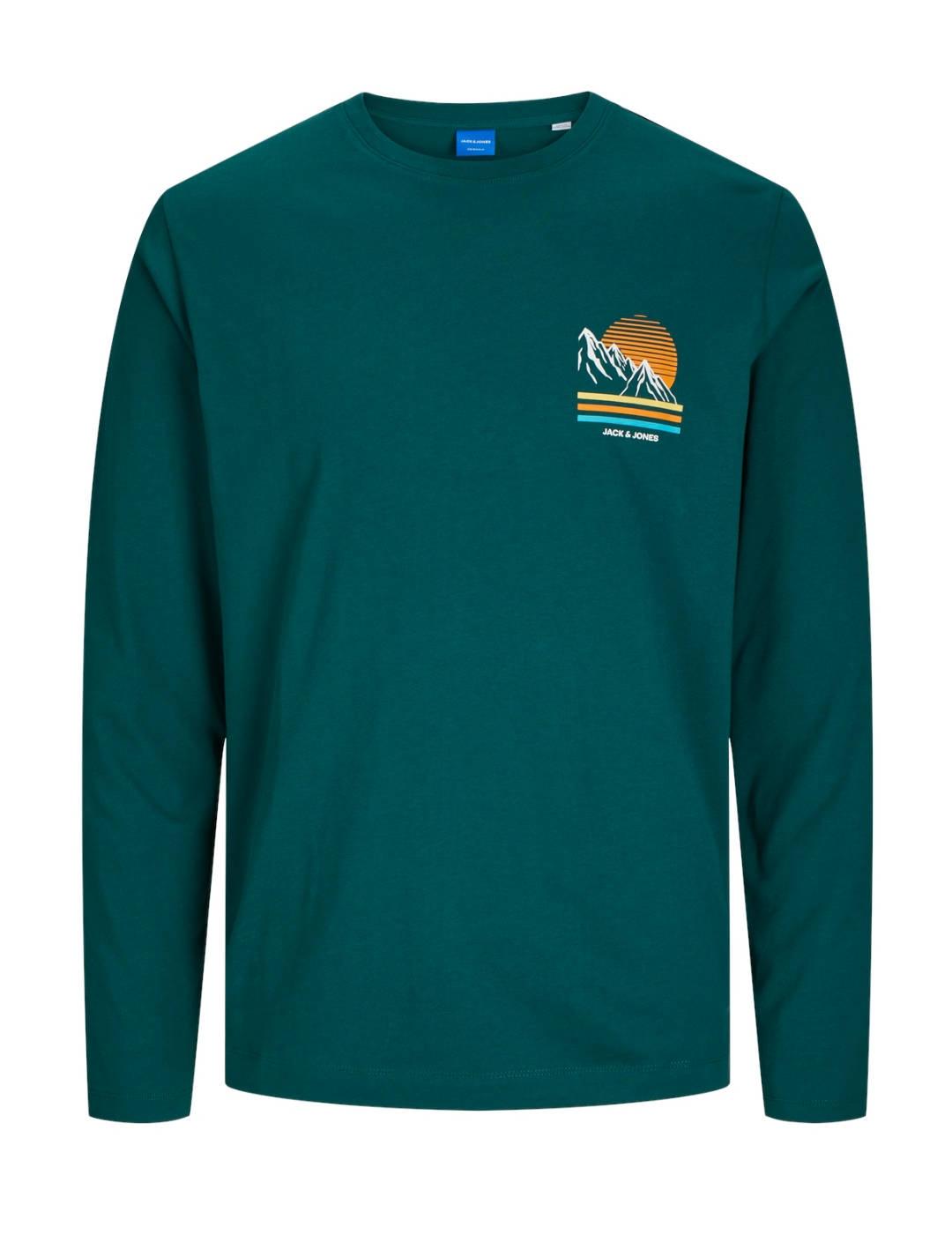 Camiseta Jack&Jones Explorer verde manga larga para hombre