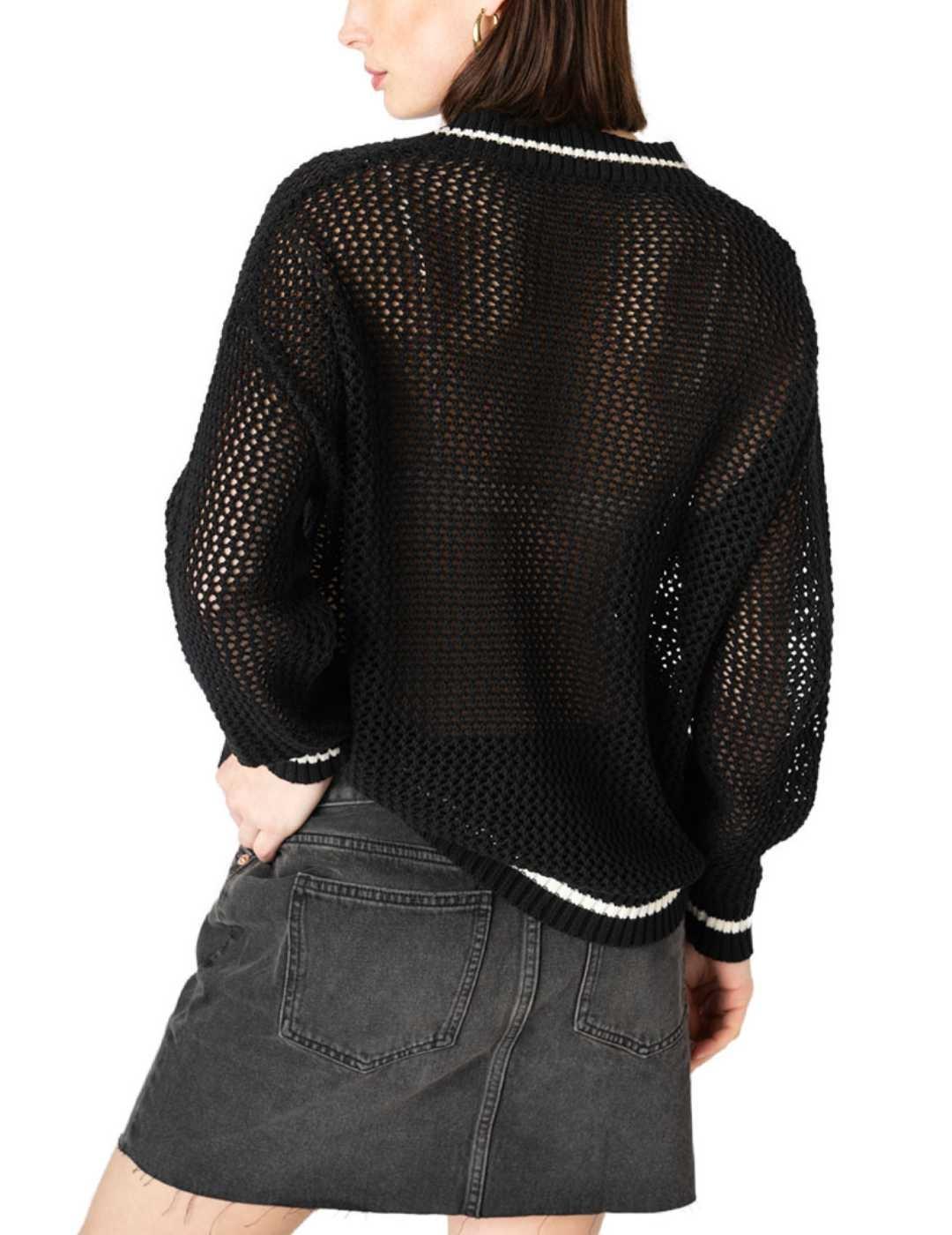 Jersey Animosa de punto Unique negro tejido de red de mujer