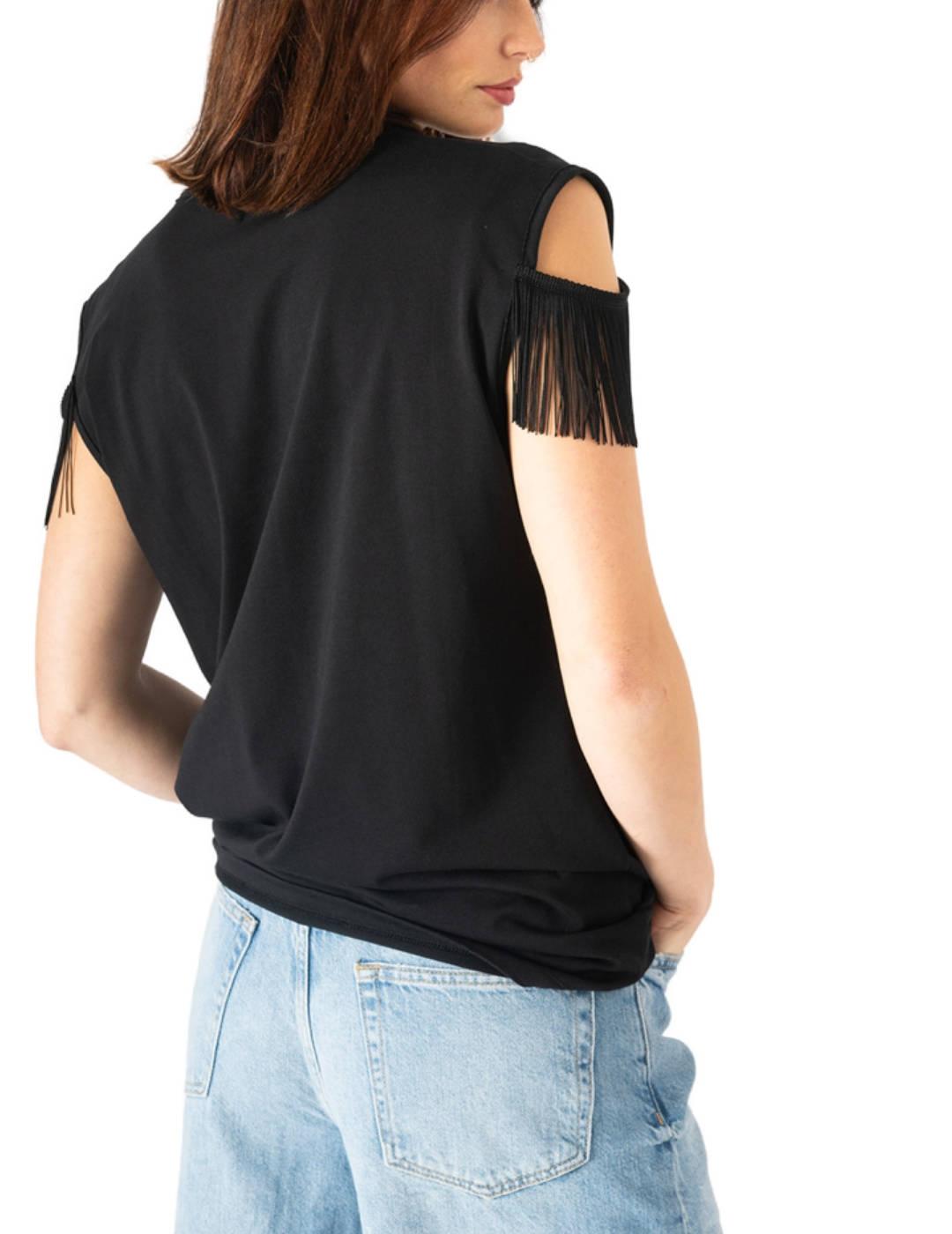 Camiseta Animosa flecos y estrellas doradas para mujer