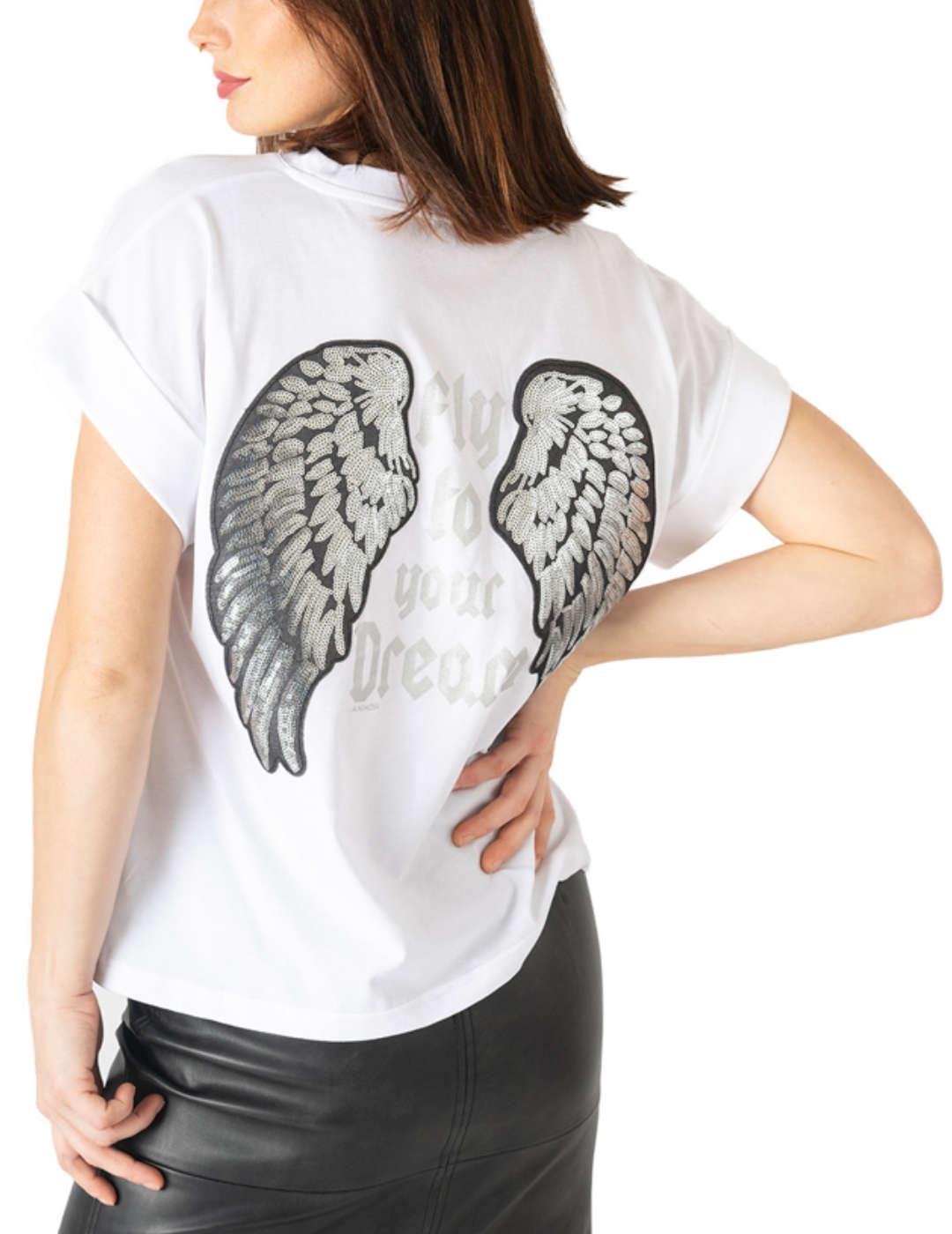 Camiseta Animosa Fly to Your Dream blanca de mujer