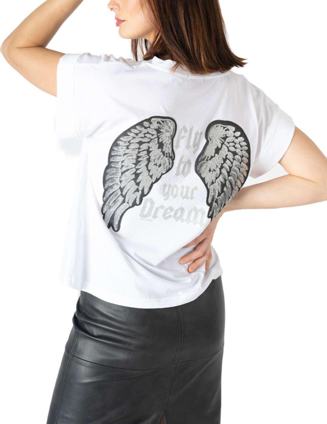Camiseta Animosa Fly to Your Dream blanca de mujer