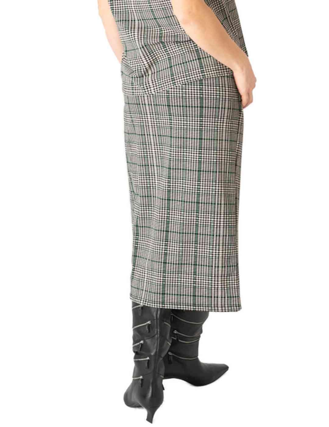 Falda Animosa Planeta cuadros y bordados larga para mujer