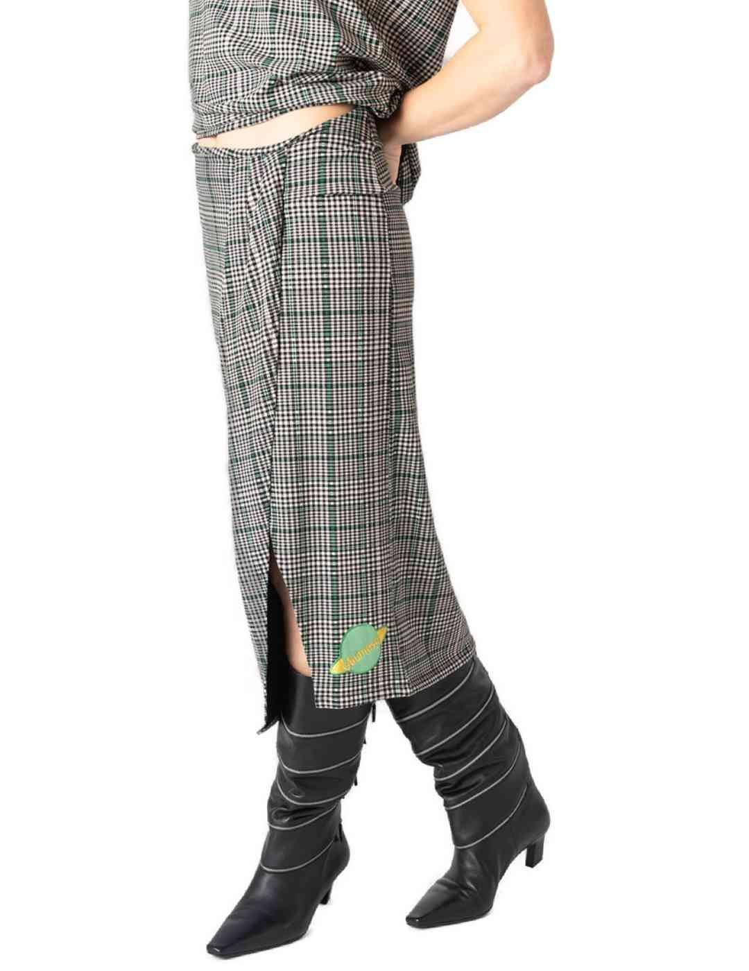 Falda Animosa Planeta cuadros y bordados larga para mujer