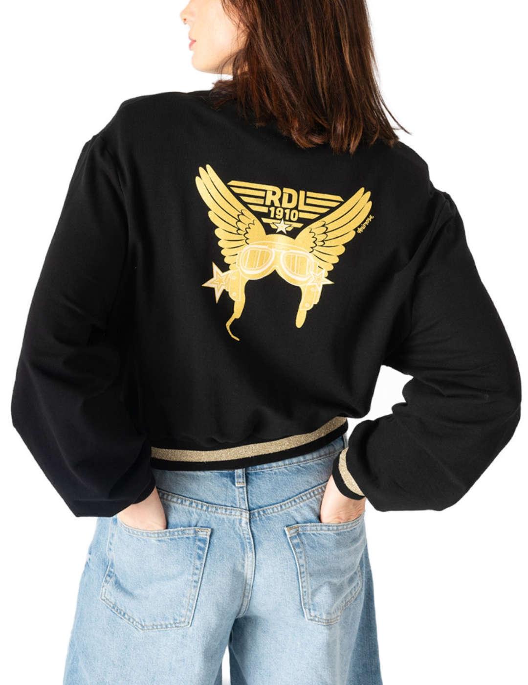 Bomber Animosa Raymonde De Laroche negra dorado para mujer