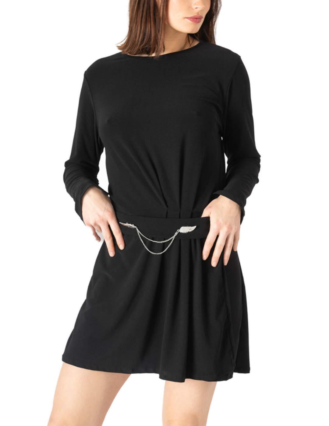Vestido Animosa Soltar para Volar negro manga larga de mujer