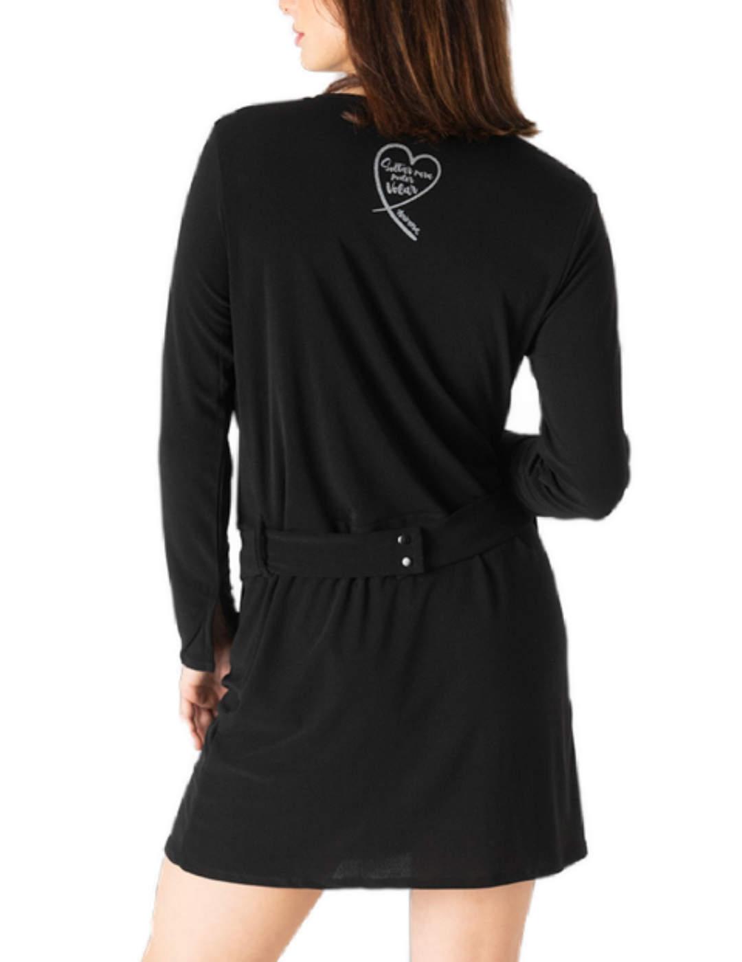 Vestido Animosa Soltar para Volar negro manga larga de mujer