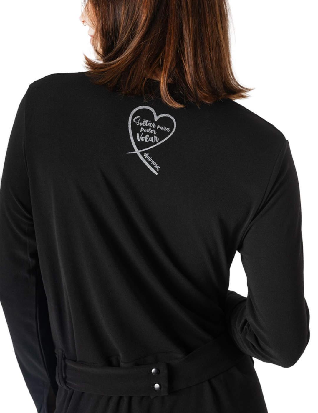 Vestido Animosa Soltar para Volar negro manga larga de mujer