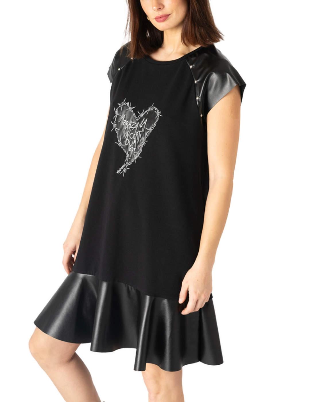 Vestido Animosa negro Abraza la Incertidumbre evasé de mujer