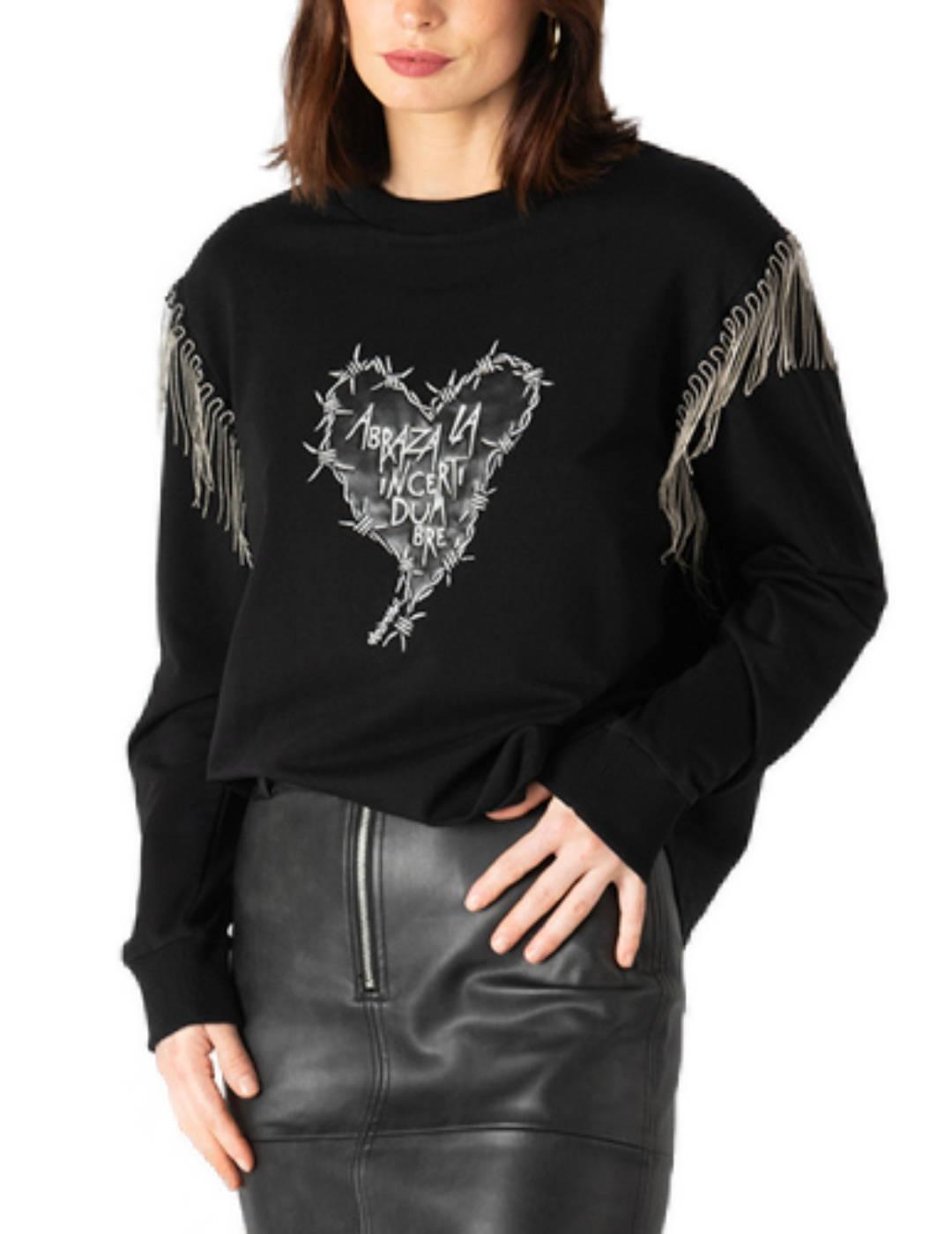 Sudadera Animosa negra Abraza la Incertidumbre para mujer