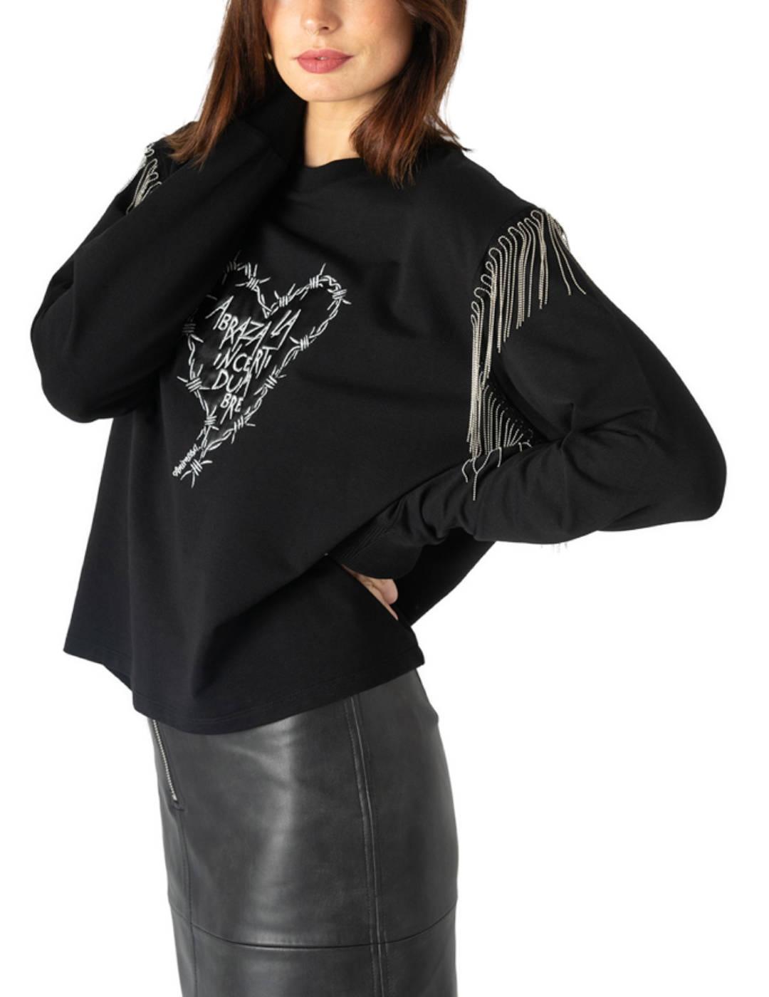 Sudadera Animosa negra Abraza la Incertidumbre para mujer