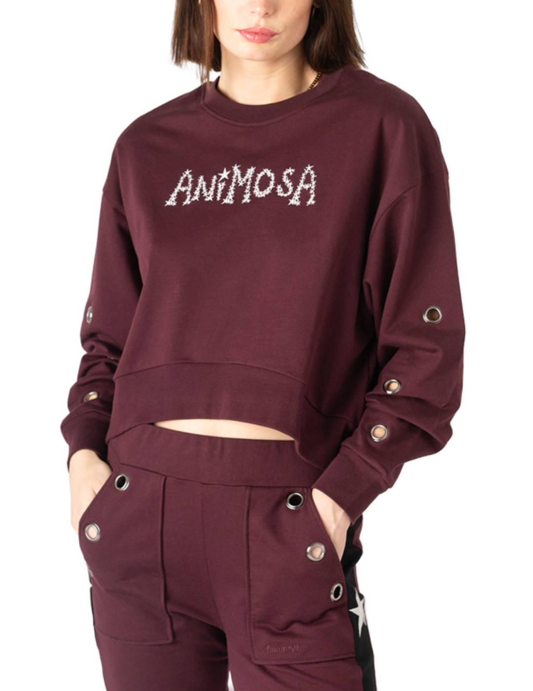 Sudadera Animosa granate Estrellas hombros caídos para mujer