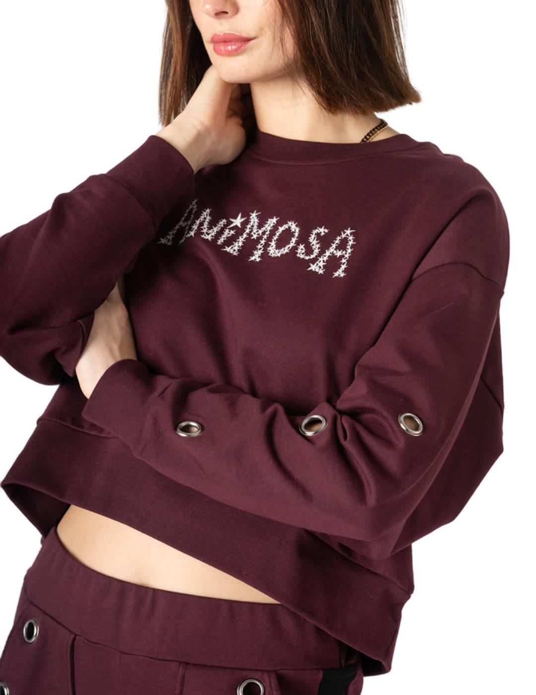 Sudadera Animosa granate Estrellas hombros caídos para mujer