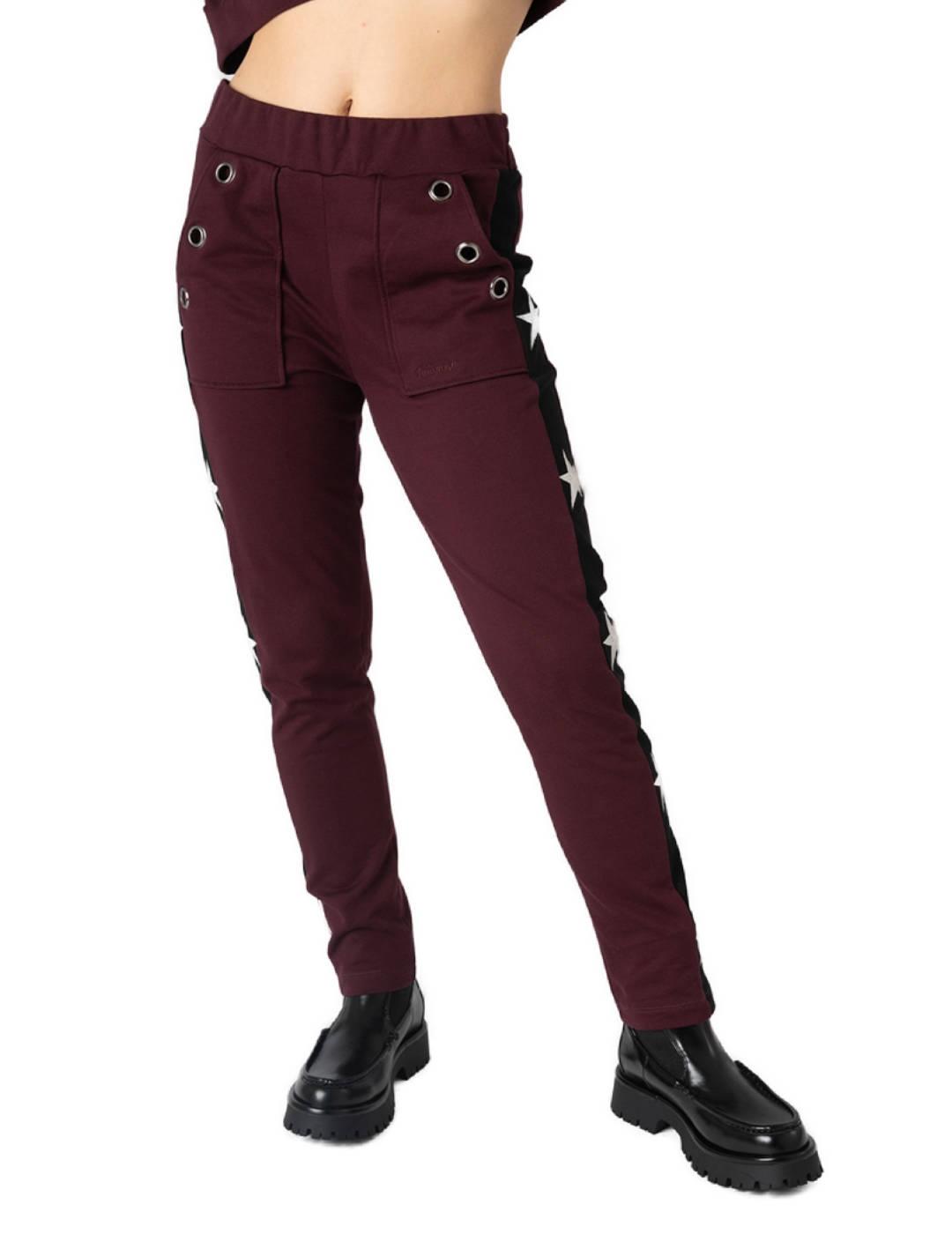 Pantalón Animosa Estrellas granate con estrellas para mujer