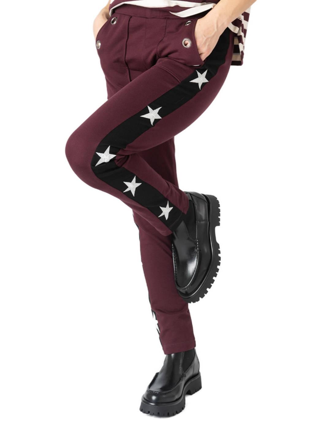 Pantalón Animosa Estrellas granate con estrellas para mujer