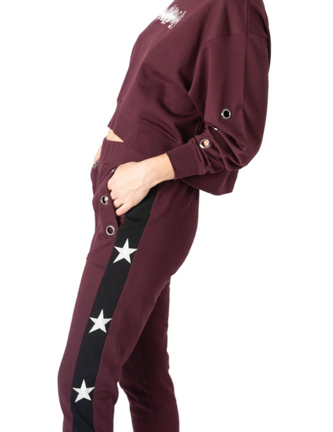 Pantalón Animosa Estrellas granate con estrellas para mujer