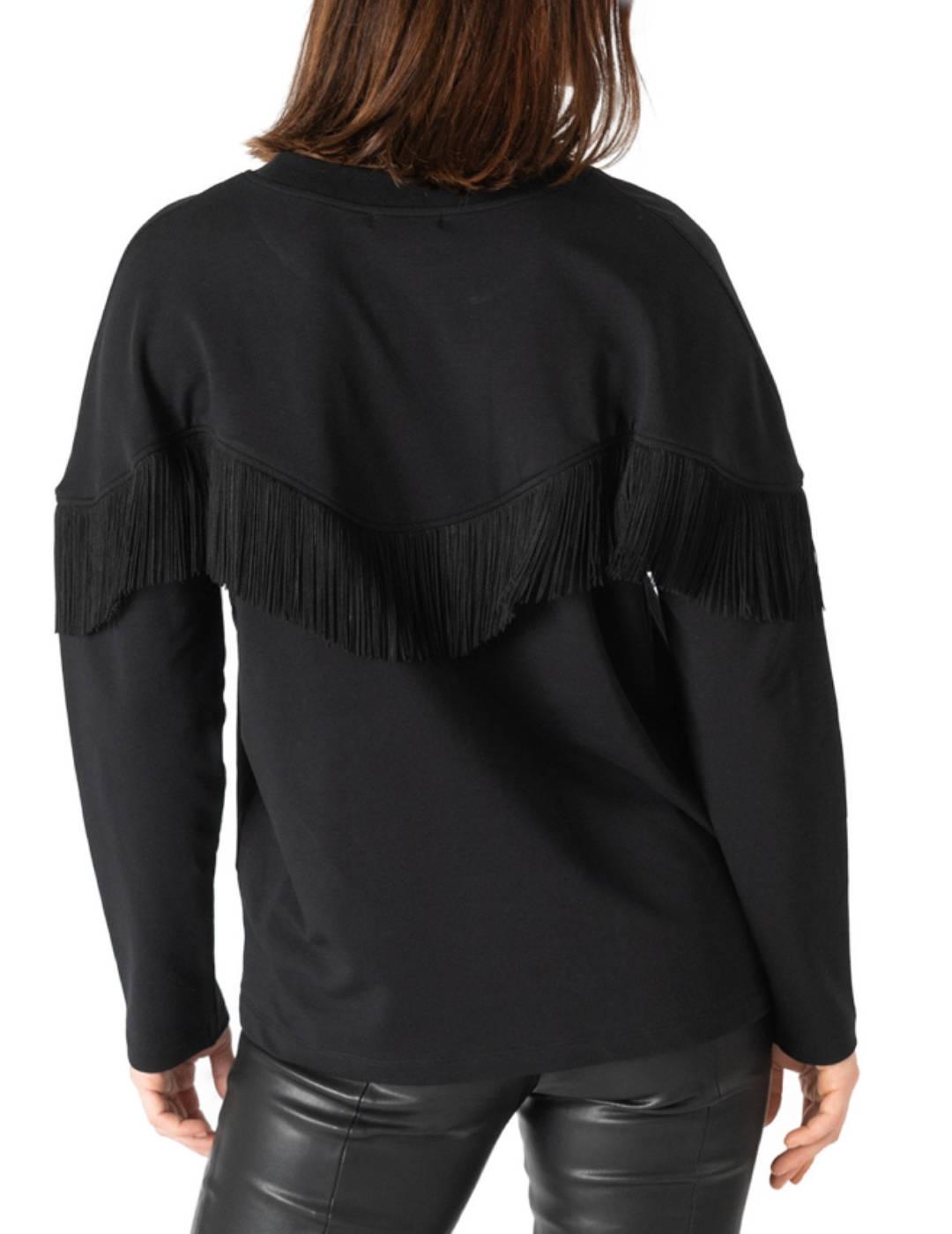 Sudadera Animosa negra con flecos y estrellas para mujer