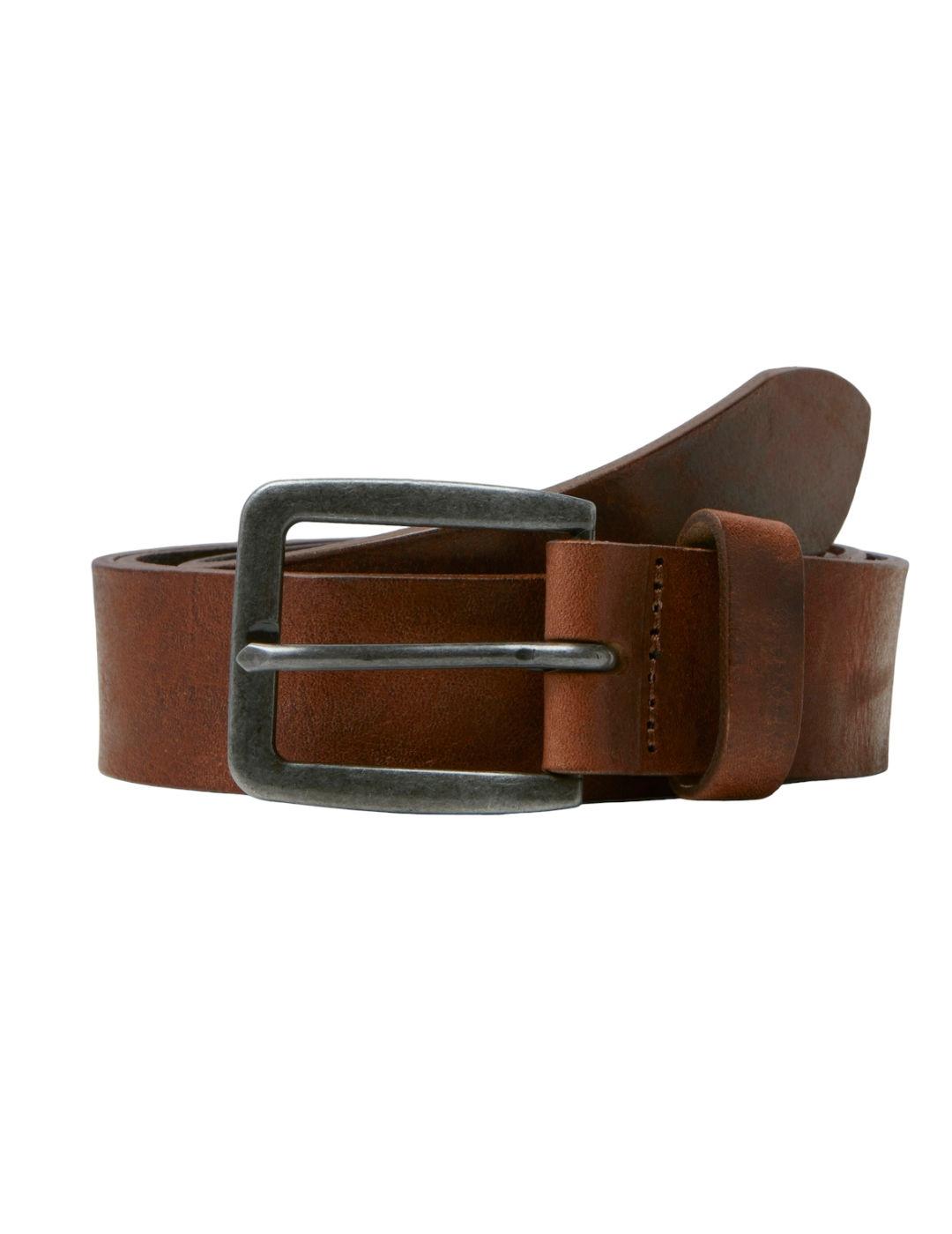 Cinturón Jack&Jones Victor marrón de piel para hombre