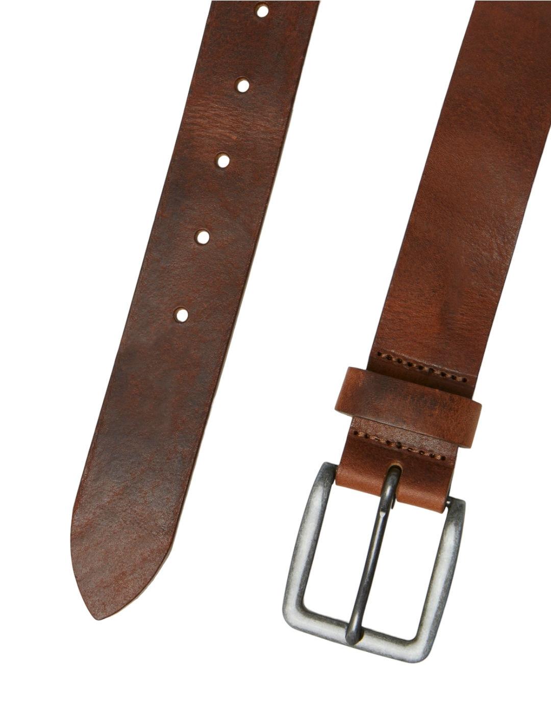 Cinturón Jack&Jones Victor marrón de piel para hombre