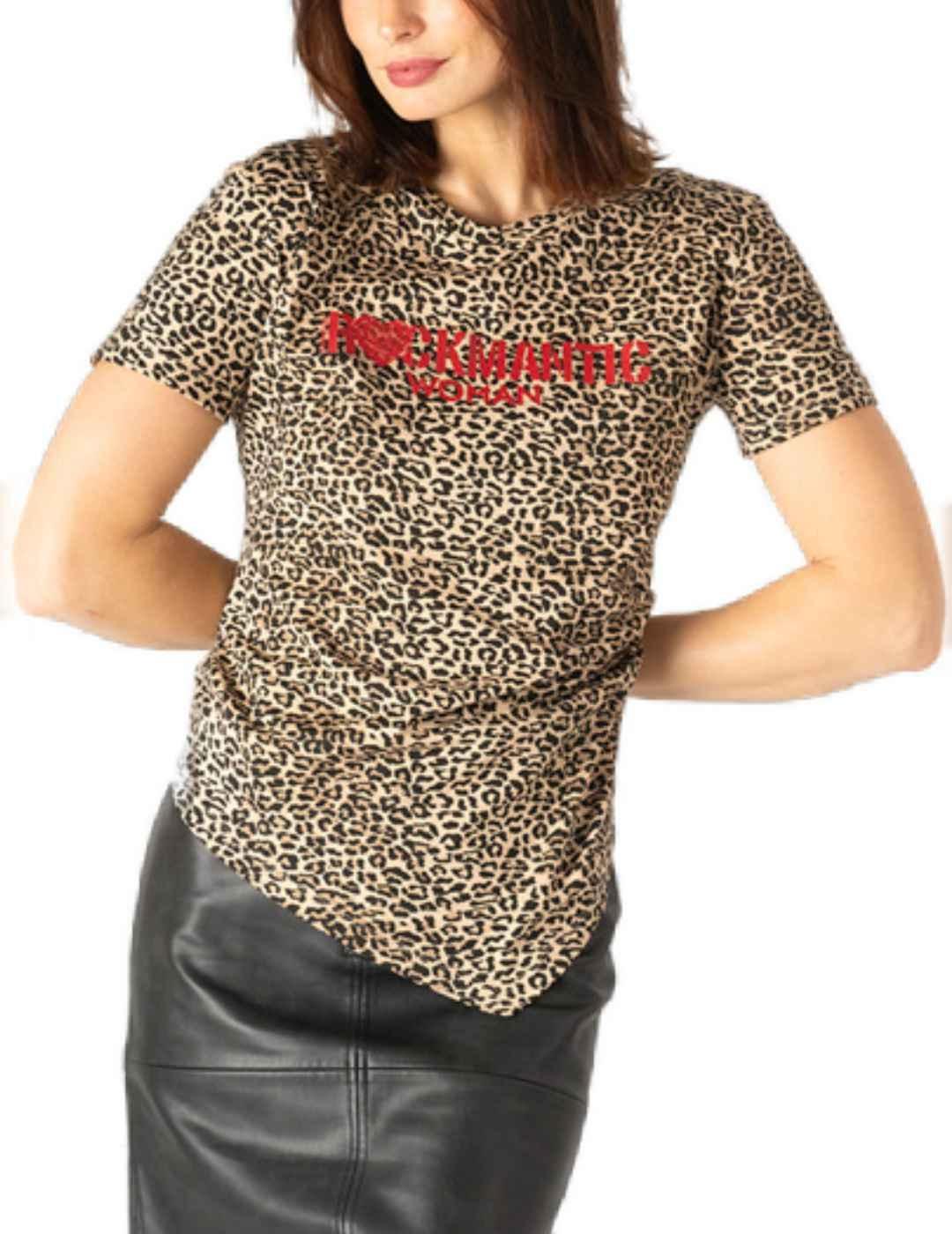 Camiseta Animosa Rockmantic animal print asimétrica de mujer