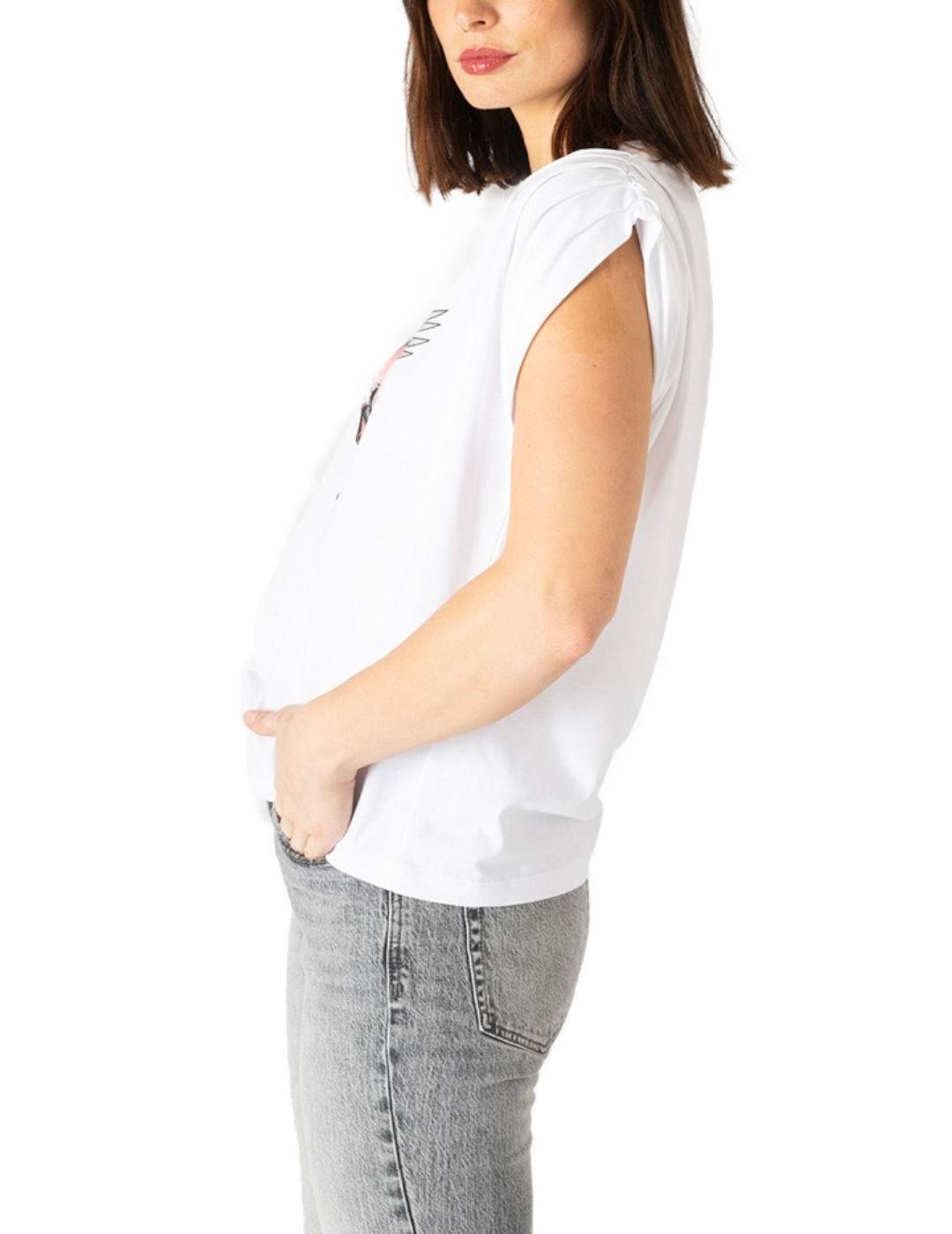 Camiseta Animosa Corazón Guerrero blanca estampada de mujer