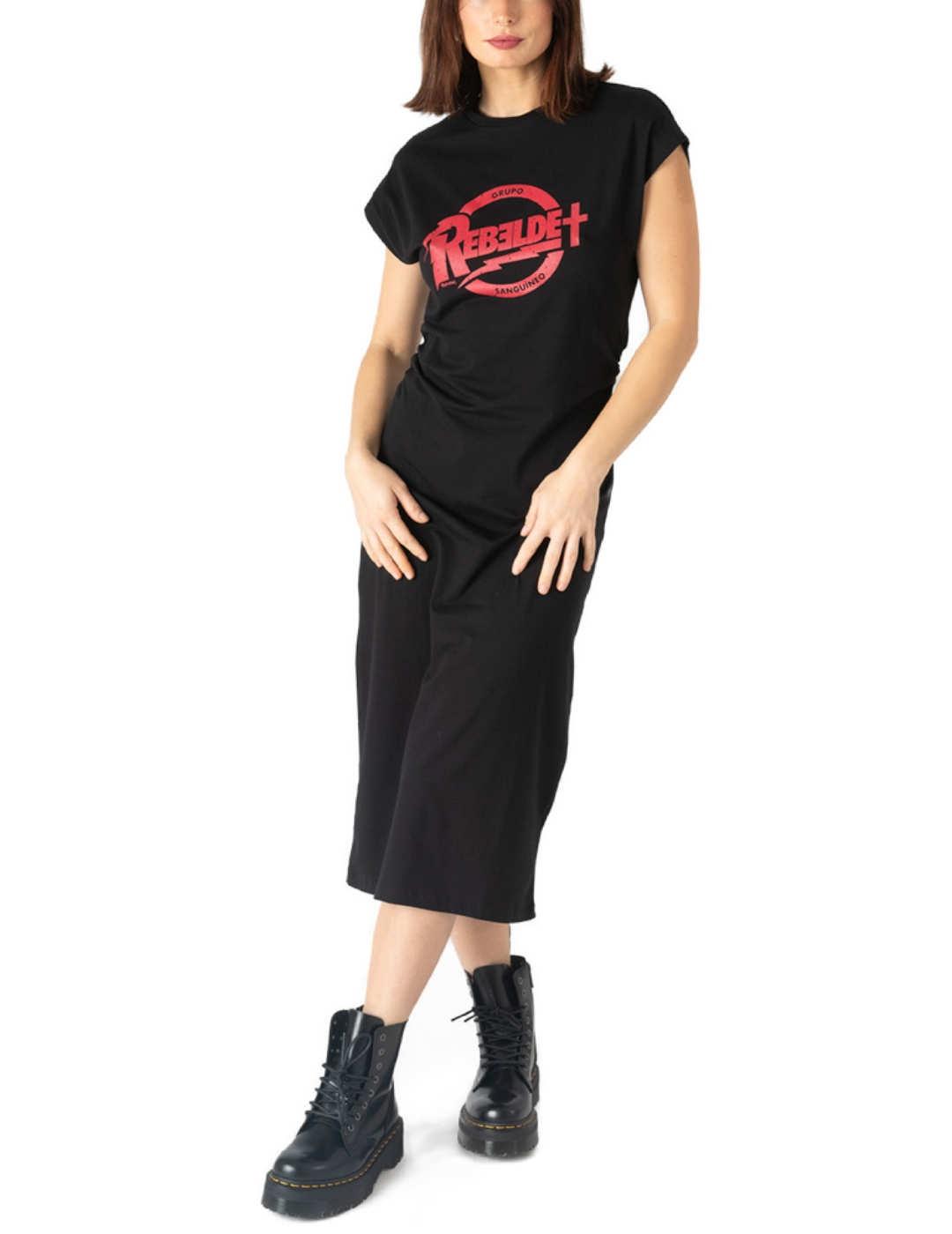 Vestido Animosa Rebelde Positivo midi negro para mujer