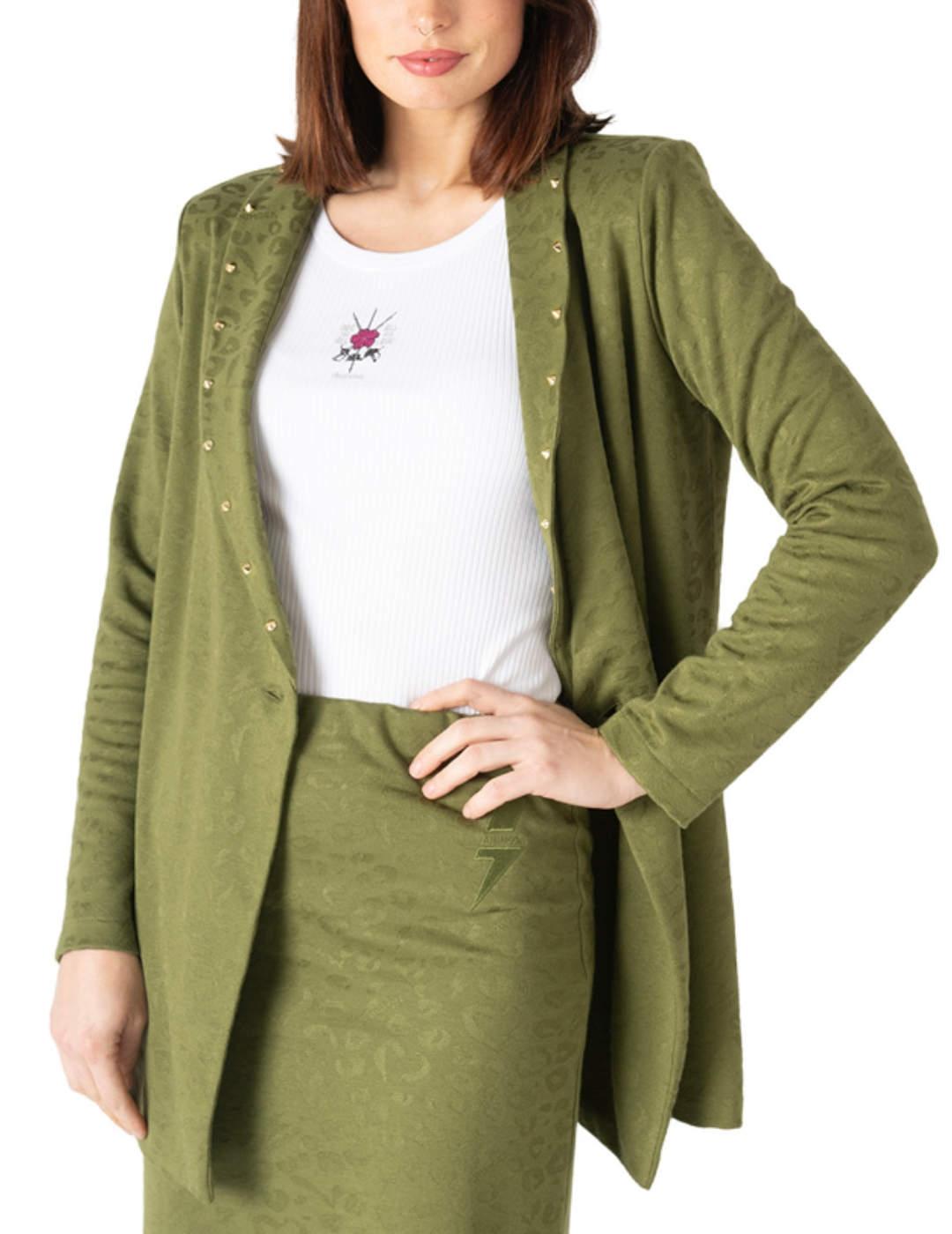 Chaqueta Animosa Gueparda verde jaquard para mujer