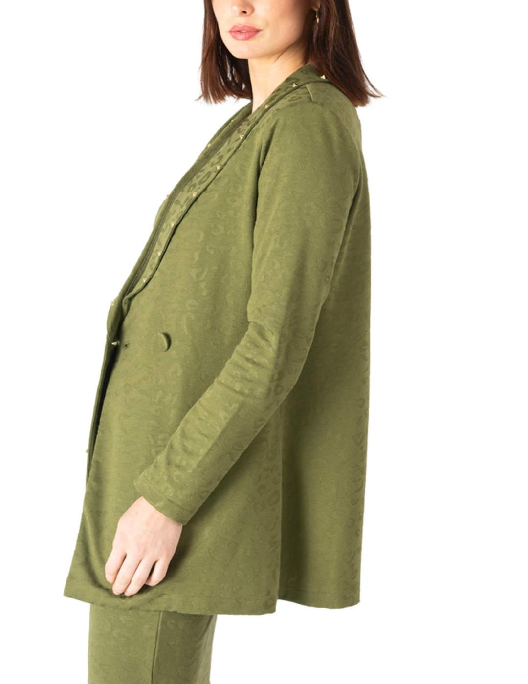 Chaqueta Animosa Gueparda verde jaquard para mujer