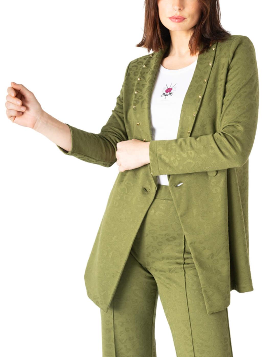 Chaqueta Animosa Gueparda verde jaquard para mujer