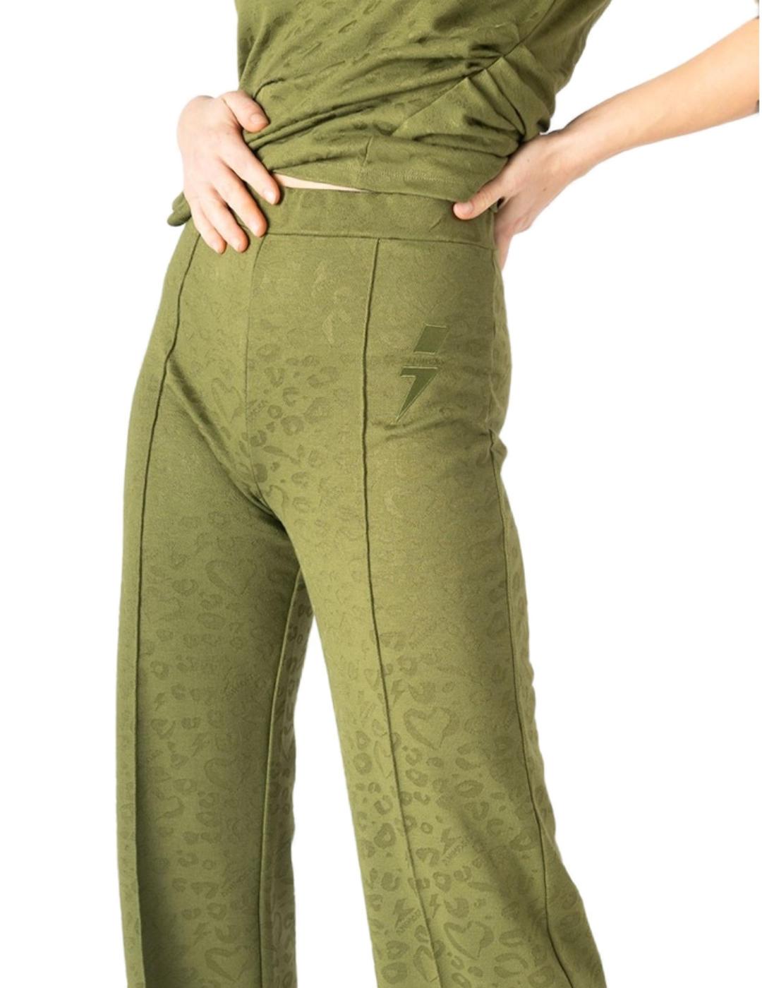Pantalón Animosa Gueparda verde estampado leopardo de mujer