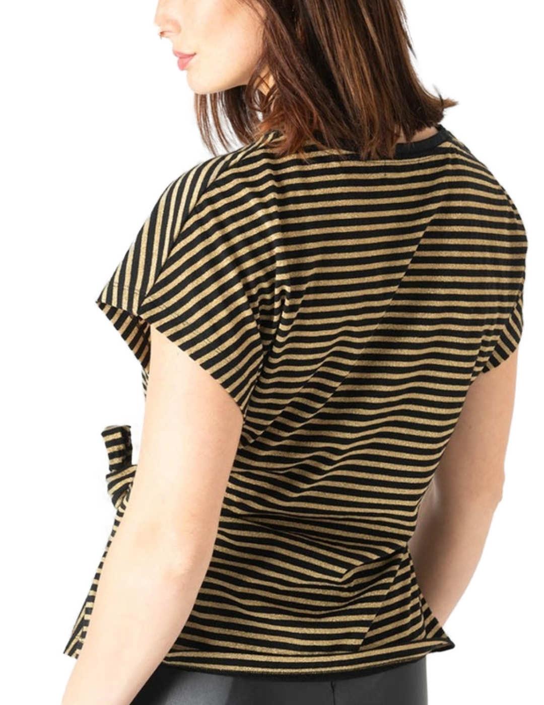 Camiseta Animosa Rock Star Mood rayas lazo para mujer