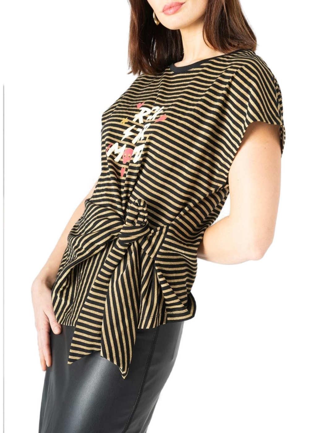 Camiseta Animosa Rock Star Mood rayas lazo para mujer