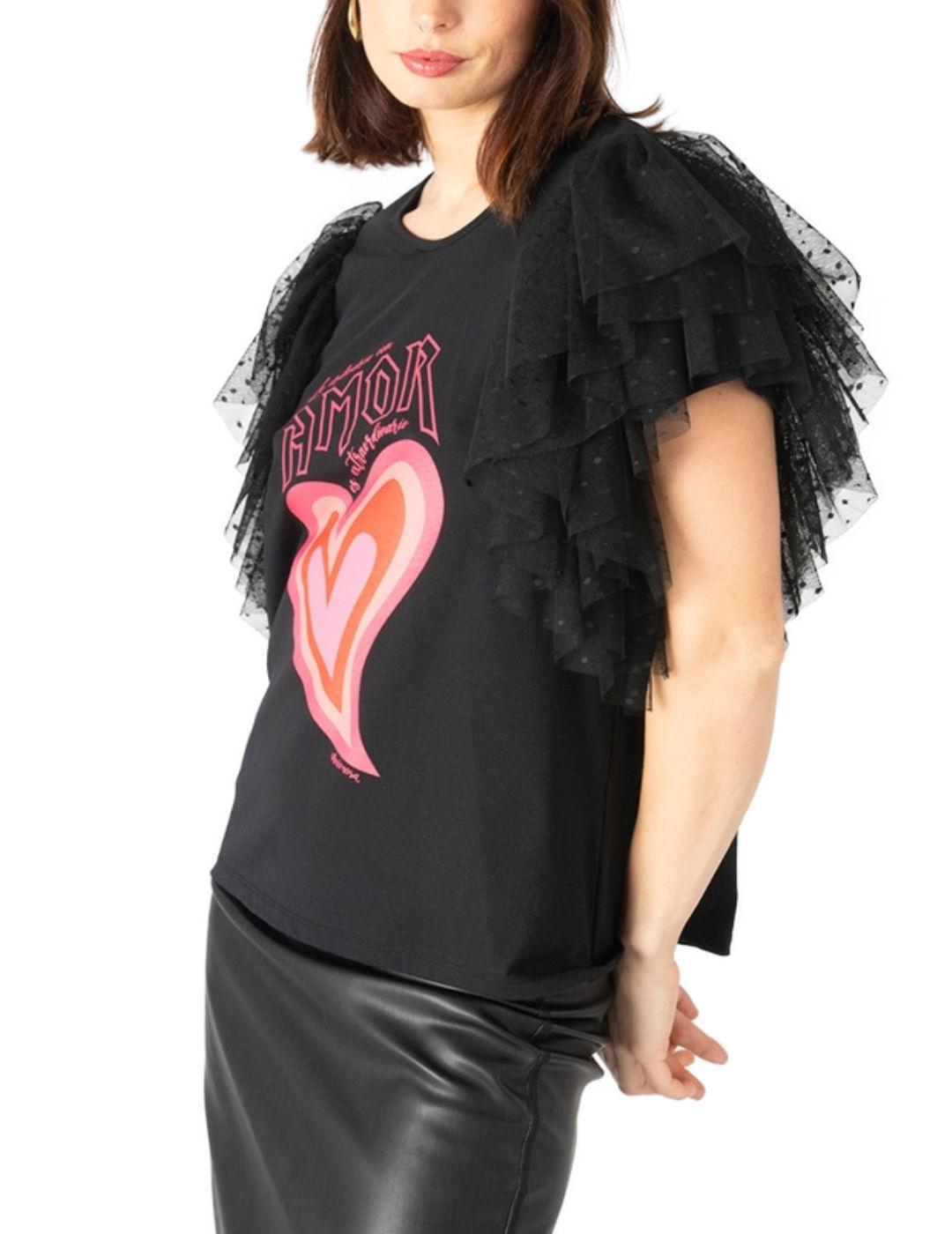 Camiseta Animosa Amor Extraordinario mangas tul para mujer