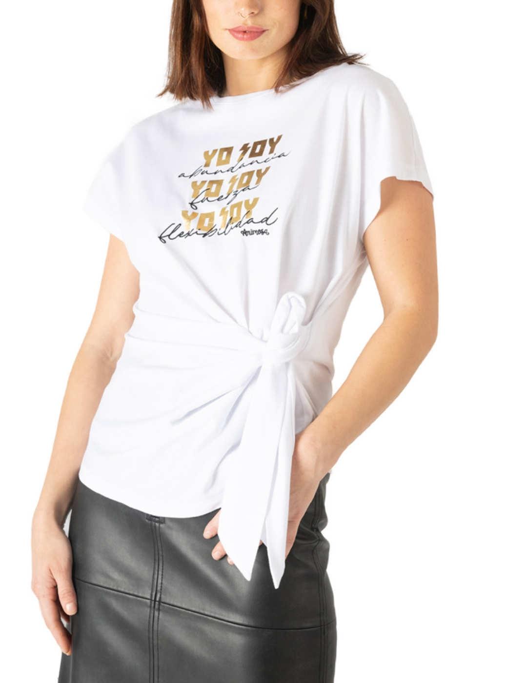 Camiseta Animosa Yo Soy blanca manga corta lazo para mujer