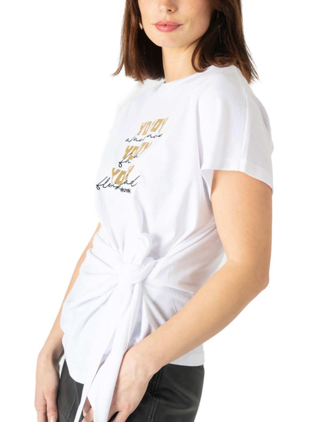 Camiseta Animosa Yo Soy blanca manga corta lazo para mujer