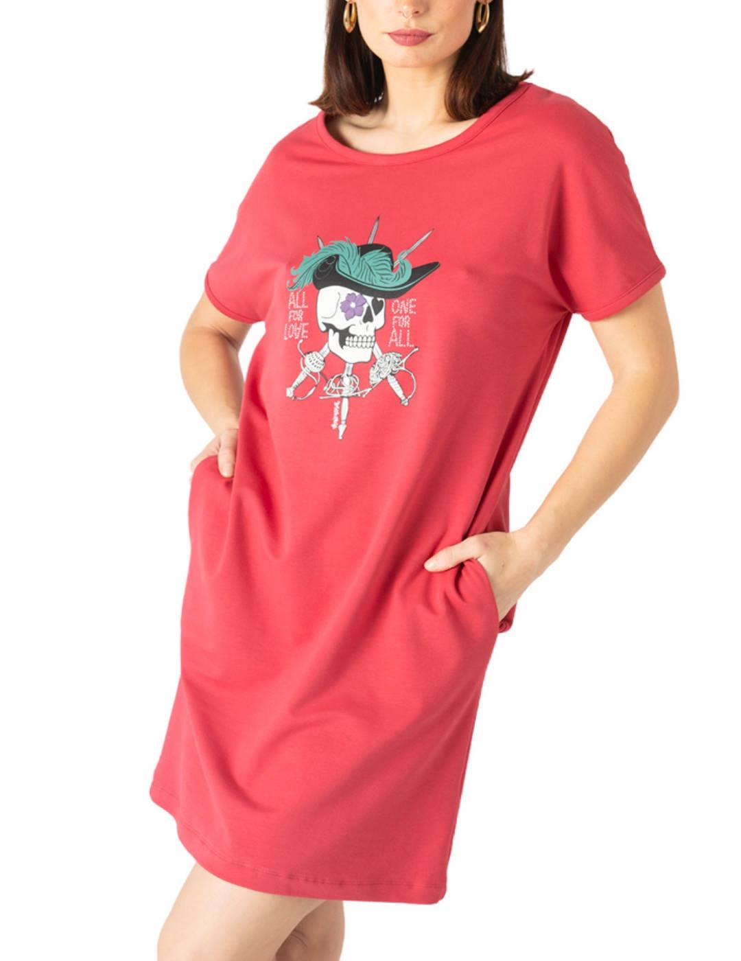 Vestido Animosa Mosqueteras rojo manga corta para mujer