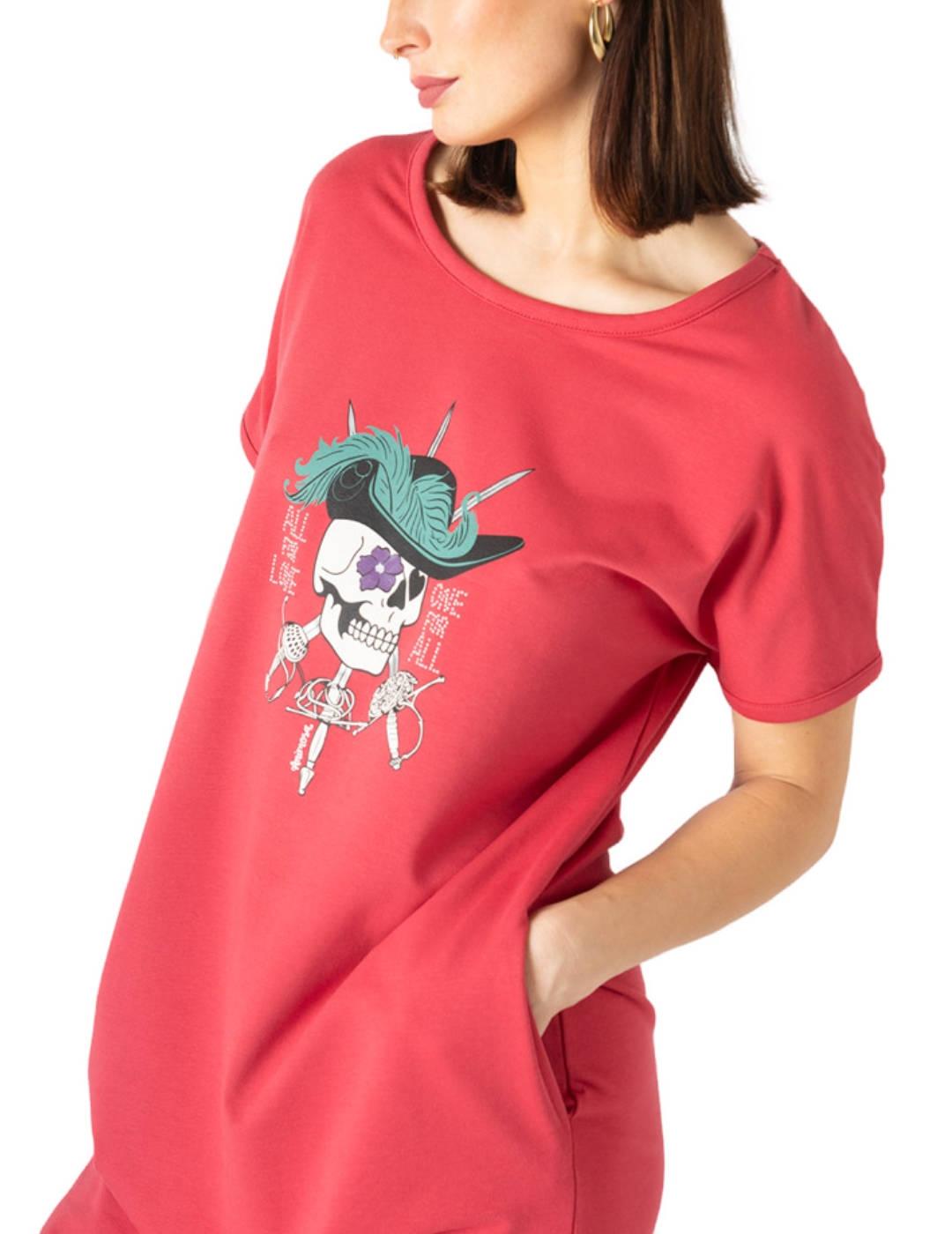 Vestido Animosa Mosqueteras rojo manga corta para mujer