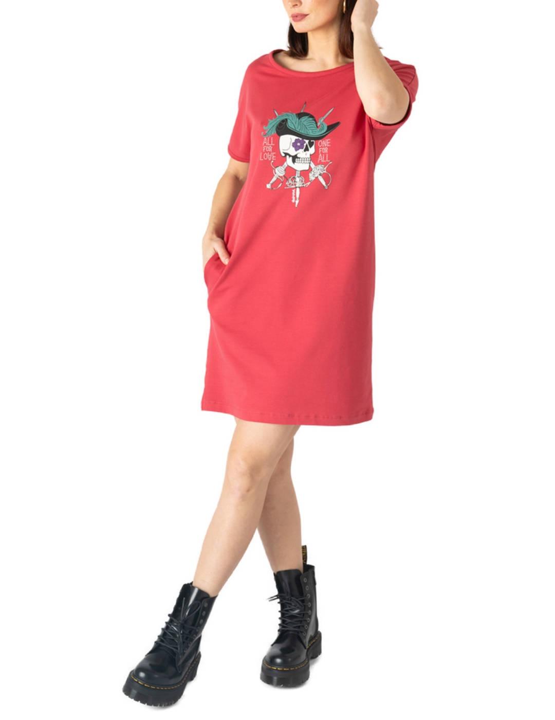 Vestido Animosa Mosqueteras rojo manga corta para mujer