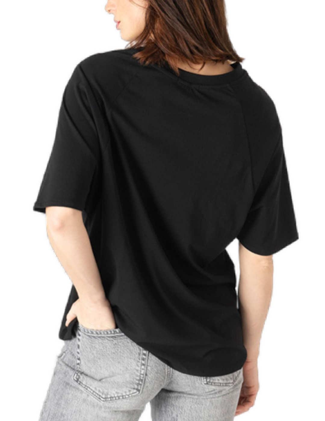 Camiseta Animosa Bette Davis negra manga corta para mujer