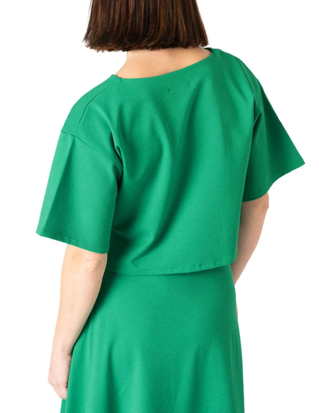 Top Animosa Fifties verde brillante mangas 2/4 para mujer