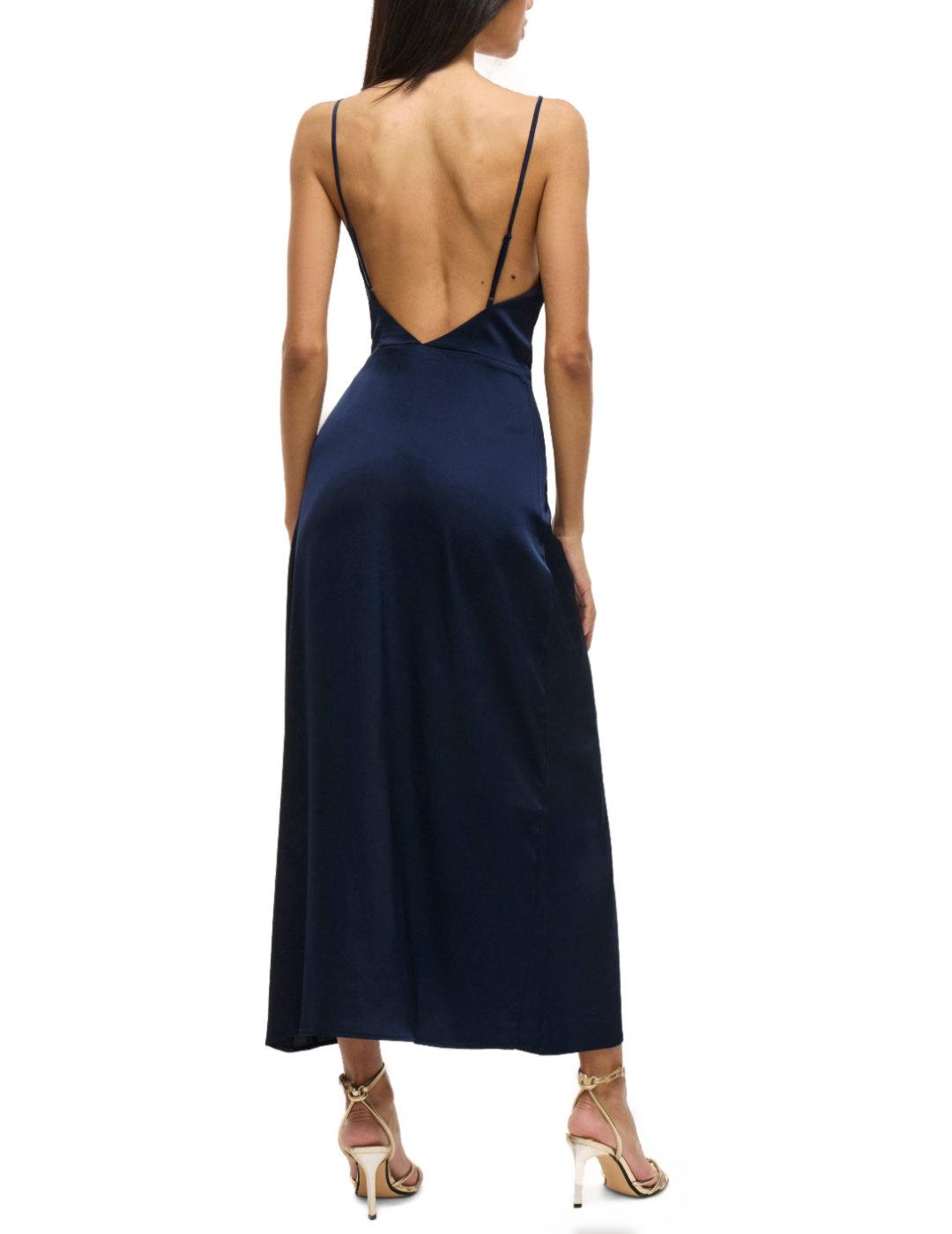 Vestido Vila Venna azul marino satinado tirantes para mujer