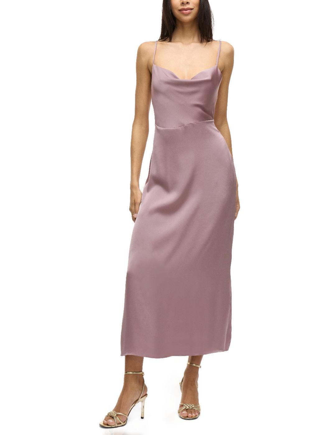 Vestido Vila Venna rosa palo satinado tirantes para mujer