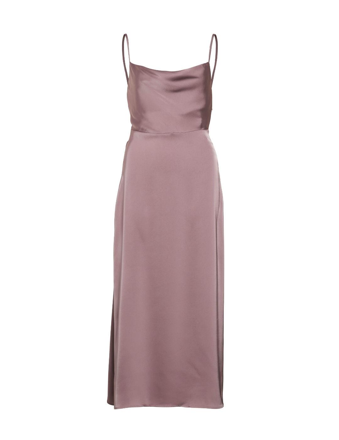 Vestido Vila Venna rosa palo satinado tirantes para mujer