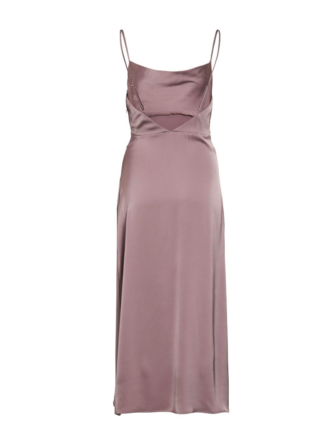 Vestido Vila Venna rosa palo satinado tirantes para mujer