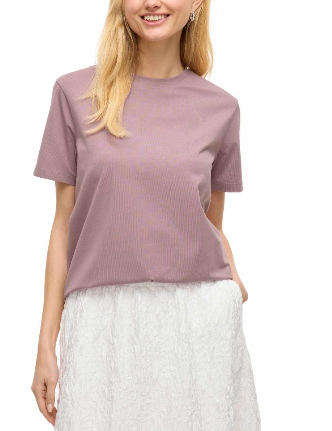 Camiseta Vila Nora rosa básica manga corta para mujer