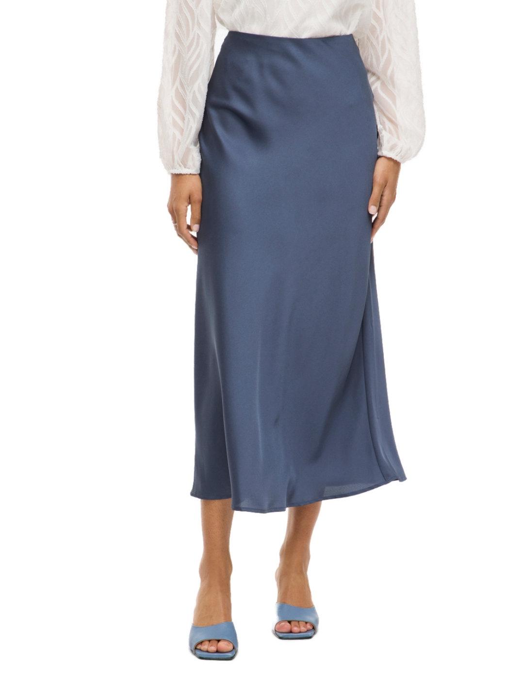 Falda Vila Ellette azul midi satinada brillante para mujer