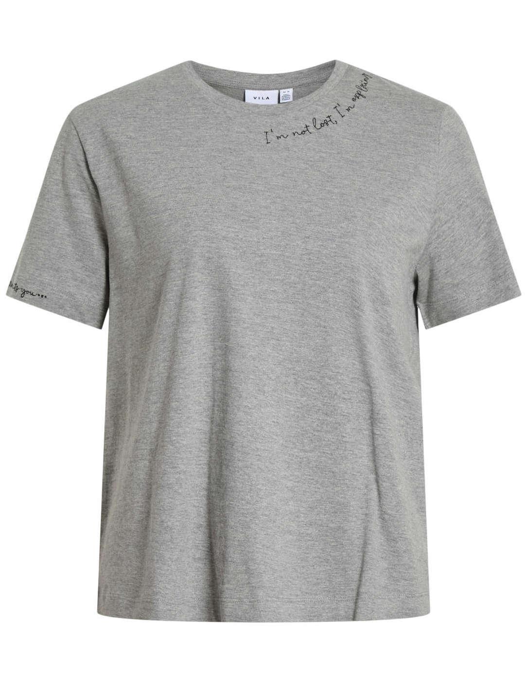Camiseta Vila Eddy gris claro manga corta para mujer