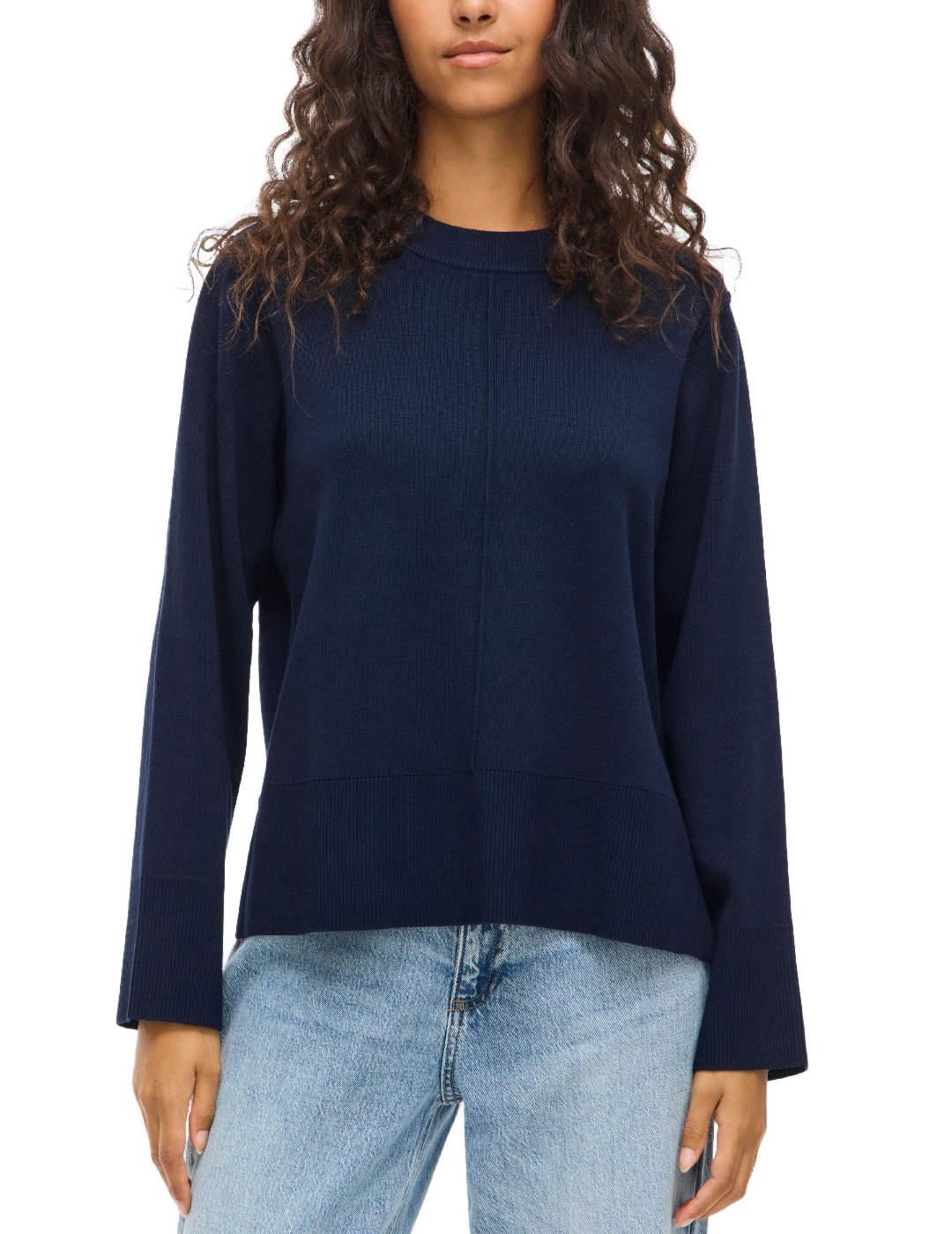 Jersey Vila Ostria marino largo irregular para mujer