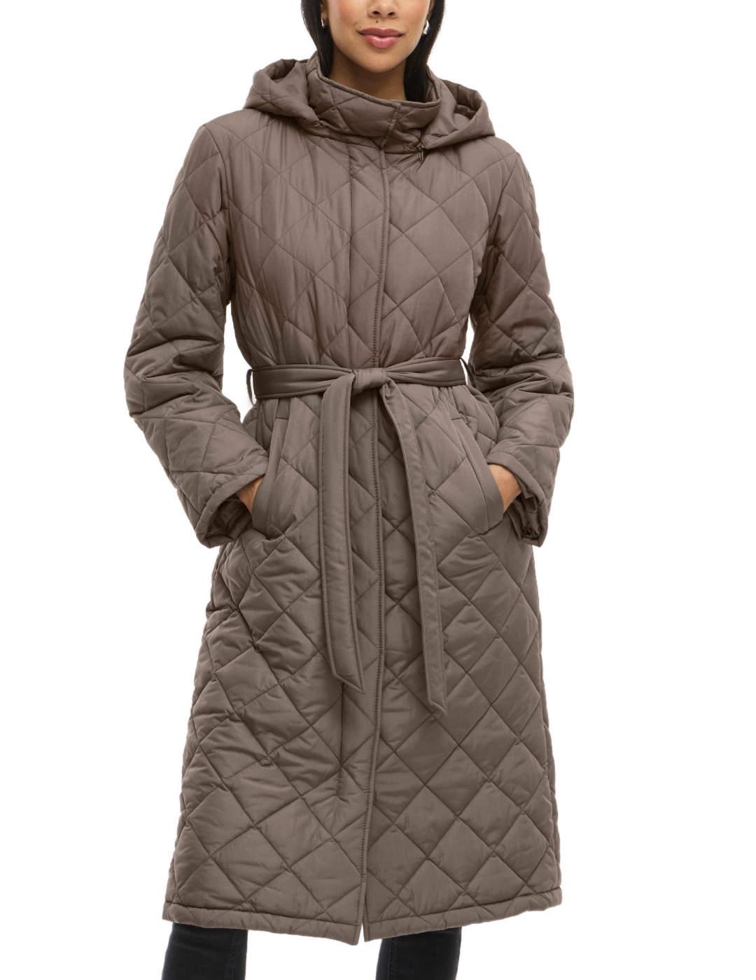Abrigo Vila Kante marrón largo con capucha para mujer