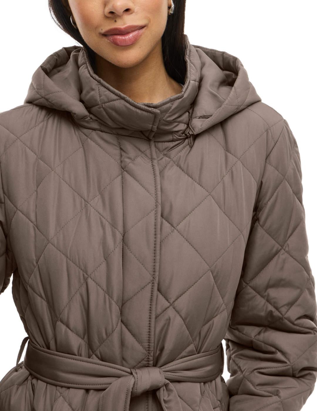 Abrigo Vila Kante marrón largo con capucha para mujer