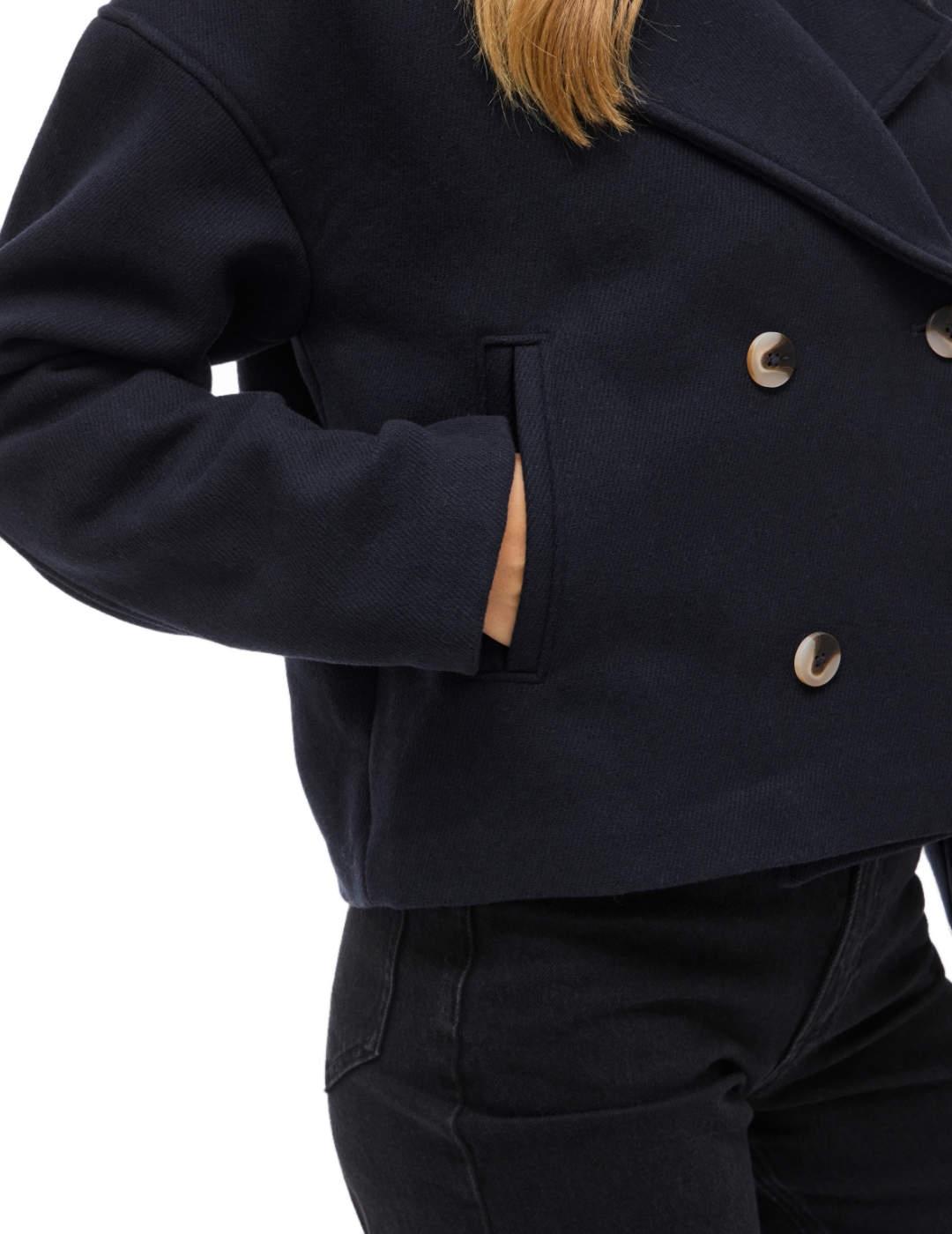 Chaqueta Vila Kamina corta azul marino con lana para mujer